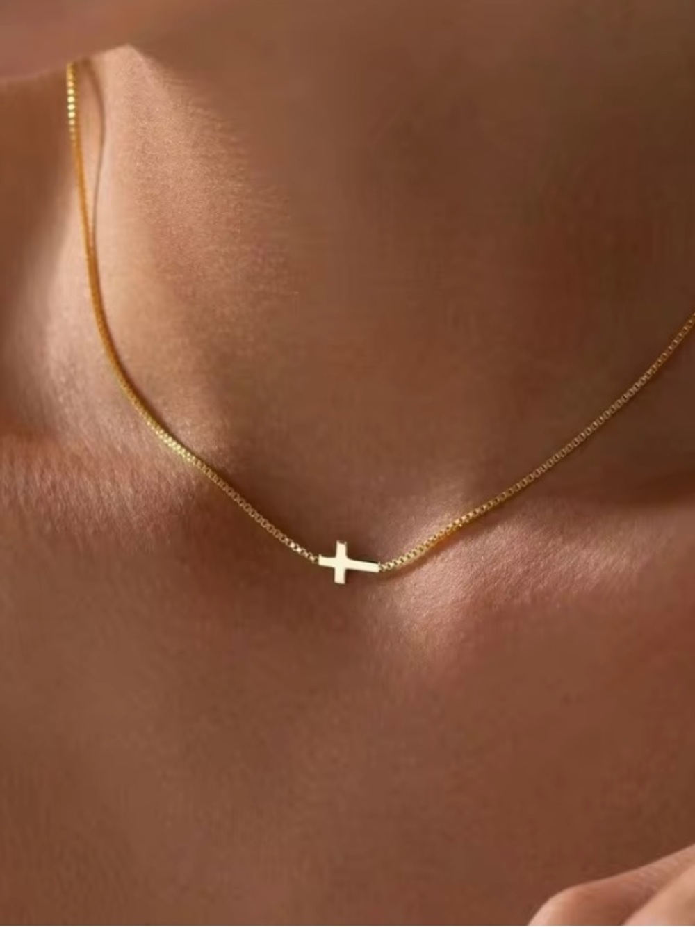 Stainless Steel Yellow Gold Cross Pendant Necklace by
